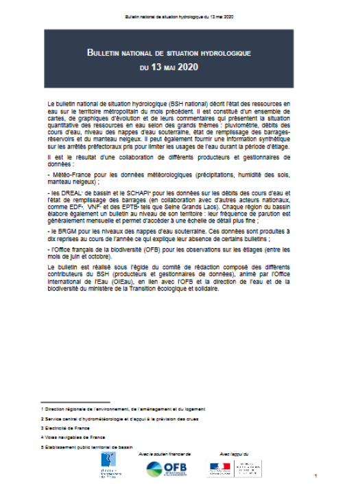 Bulletin de situation hydrologique de mai 2020